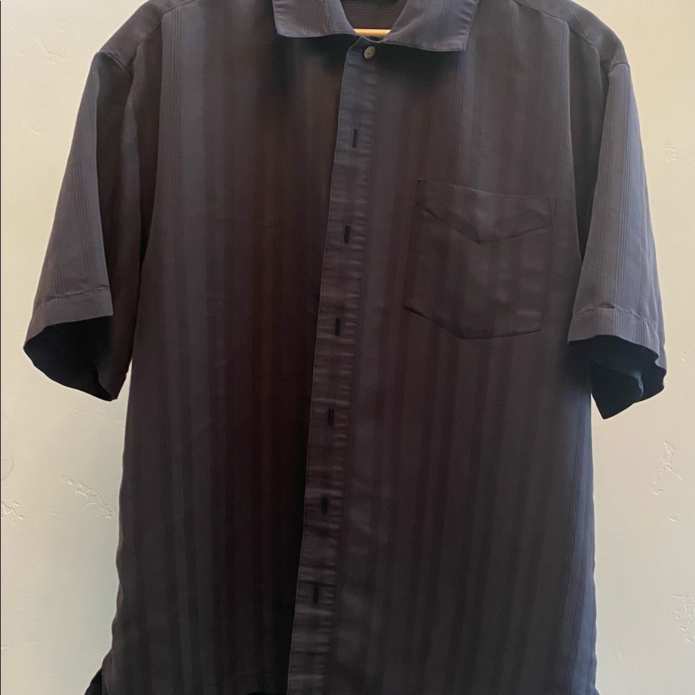 Batik Bay men’s casual short sleeve shirt black button up size XL